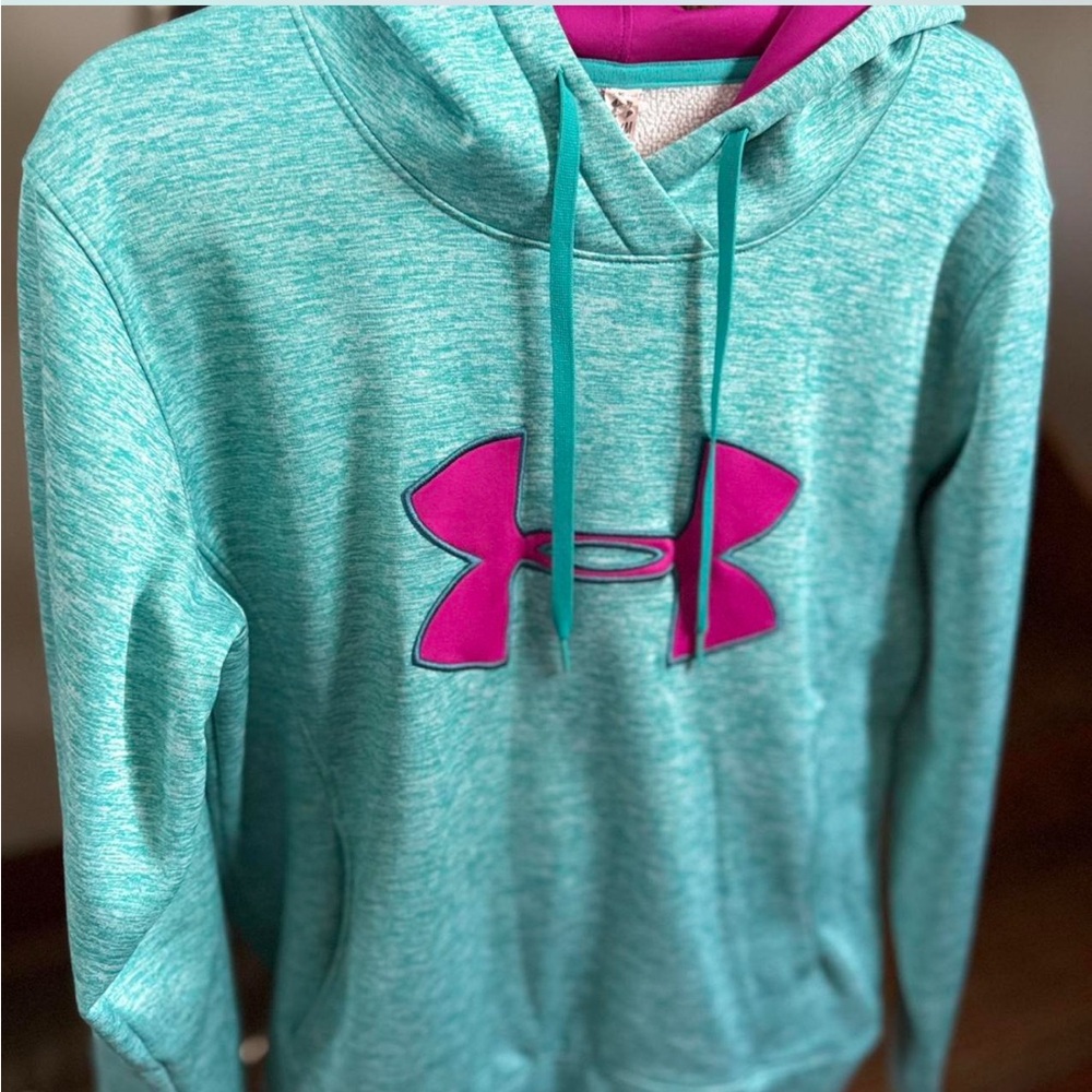 Under Armour Aqua Hoodie with Magenta Logo
